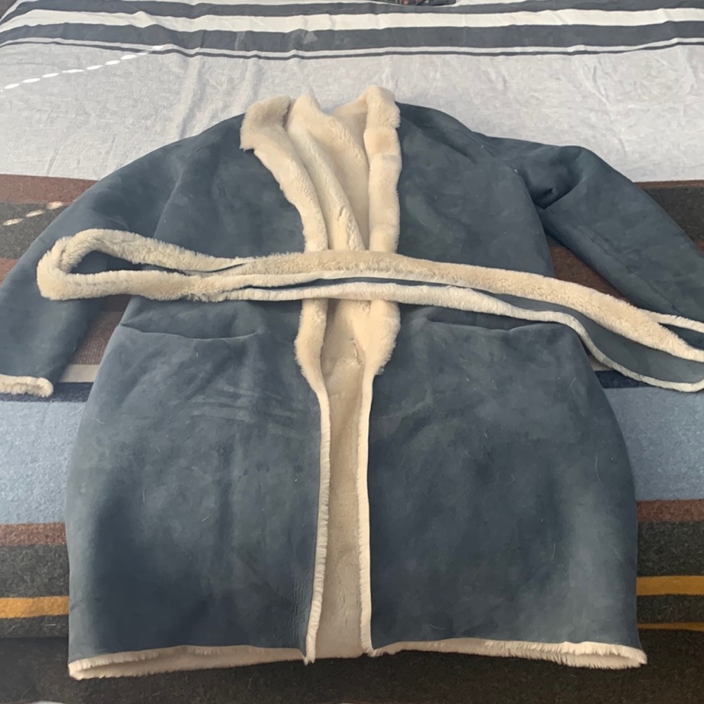 Billy Reid reversible shearling coat. Navy.